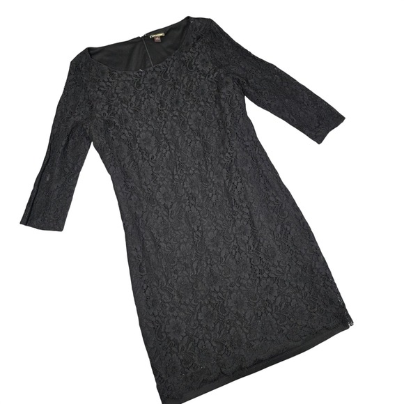 Dana Buchman Dresses & Skirts - Dana Buchman Little Black Dress Lace sz 12 Floral Cocktail Whimsigoth Romance